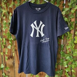 New Era Navy Blue New York Yankees T-Shirt With All World Series On Back